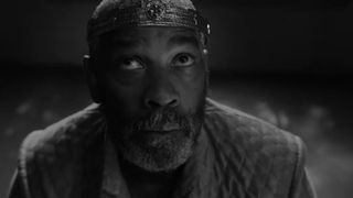 Denzel Washington as Macbeth during one of the best Apple TV movies, The Tragedy of Macbeth.