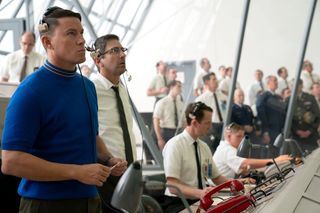 Channing Tatum and Ray Romano in the Launch Control Center in a scence from the new movie "Fly Me to the Moon."