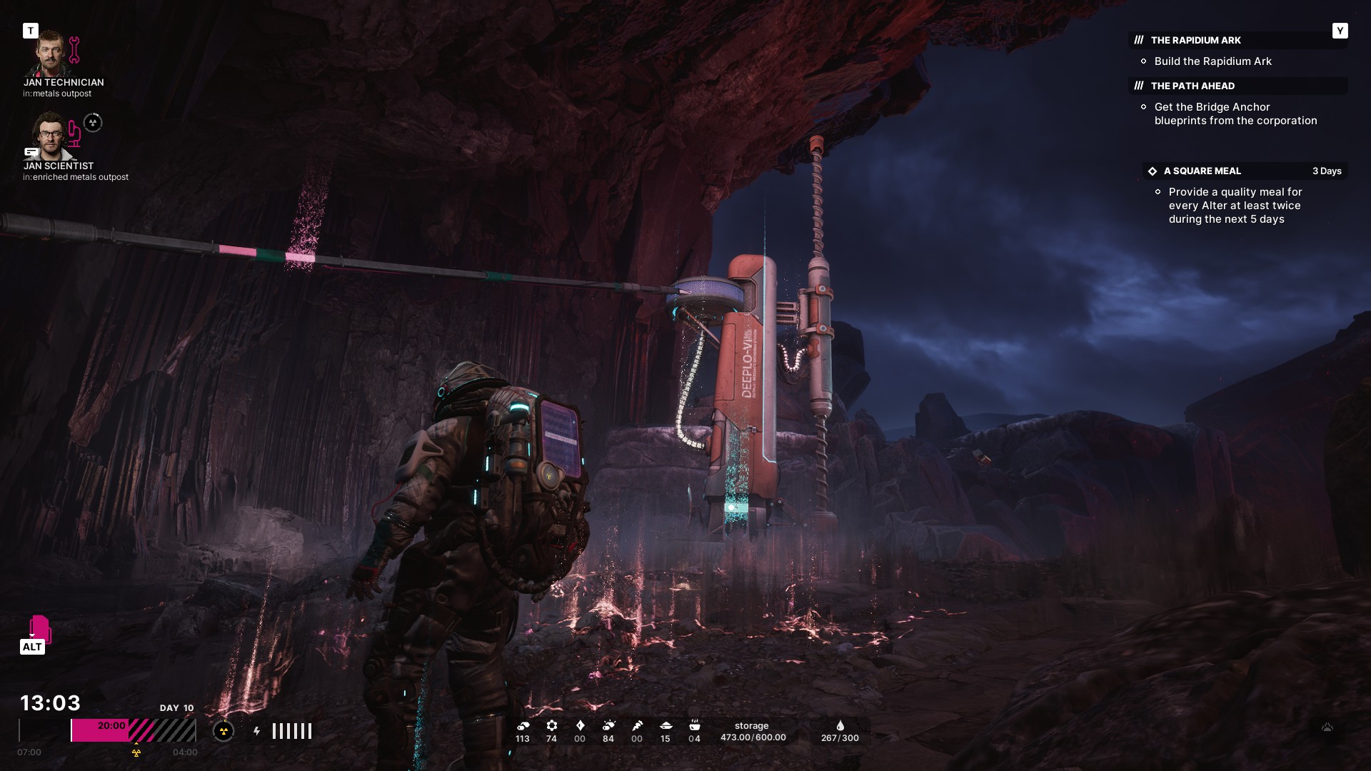 Looking at a mining probe in The Alters