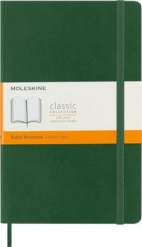 Moleskine Classic Notebook, Soft Cover, Large (5" X 8.25") Ruled/lined, Myrtle Green, 192 Pages