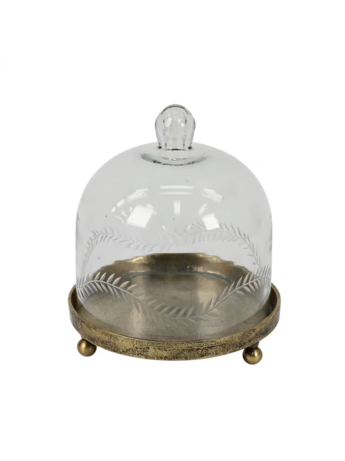 7" x 8" Glass Cloche with Metal Base