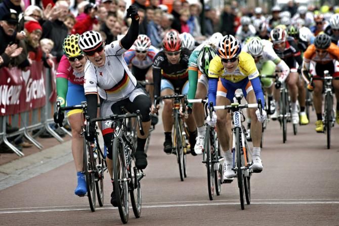 Ina-Yoko Teutenberg was prolific winner throughout her career. Here the German championi wins stage 3 of the 2012 Energiewacht Tour