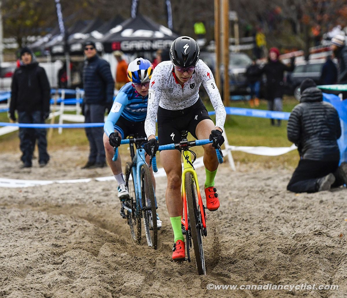 Maghalie Rochette (Can) CX Fever p/b Specialized leading Ellen Noble (USA) Trek Factory Racing