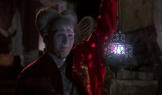 Bram Stoker's Dracula looking rather grim by lantern light