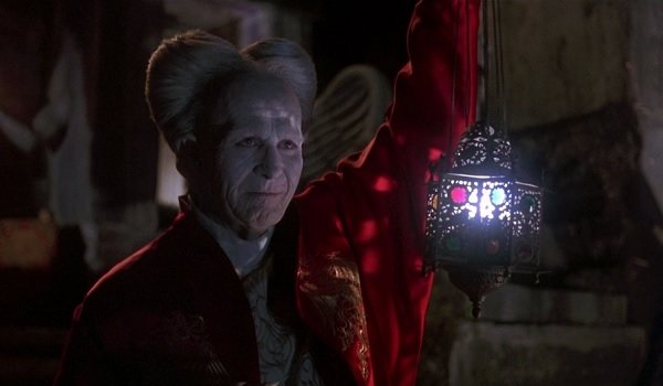 Bram Stoker's Dracula looking rather grim by lantern light