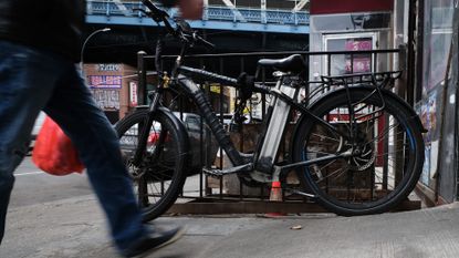 An e-delivery bike in New York