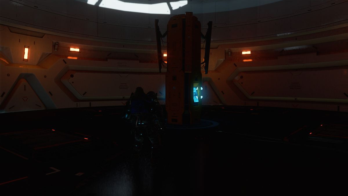 Ray traced screenshot of a scene from Pragmata