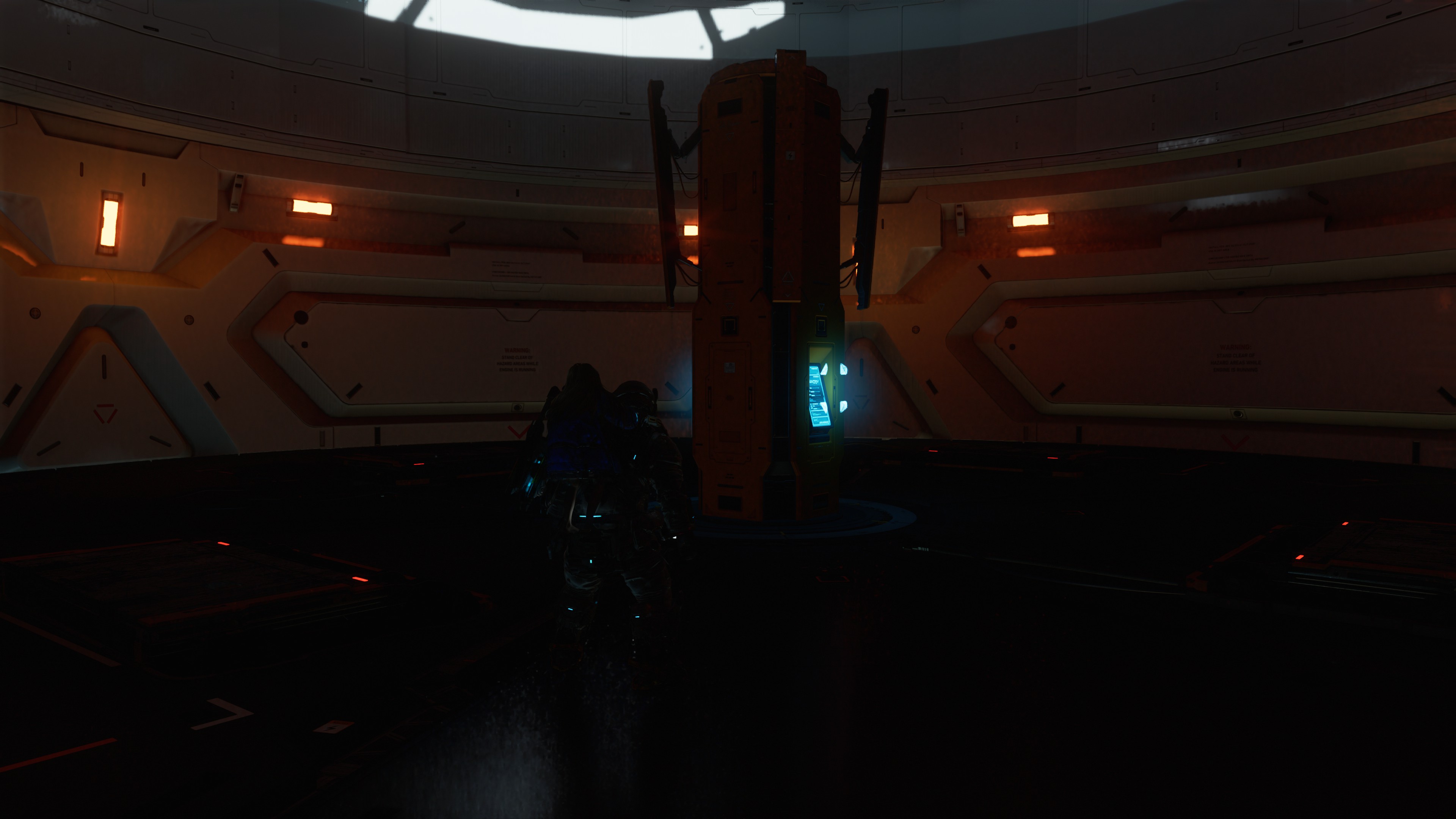 Ray traced screenshot of a scene from Pragmata