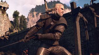 Geralt wearing armor inspired by the Netflix series in The Witcher 3: Wild Hunt