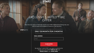 Starz signup page