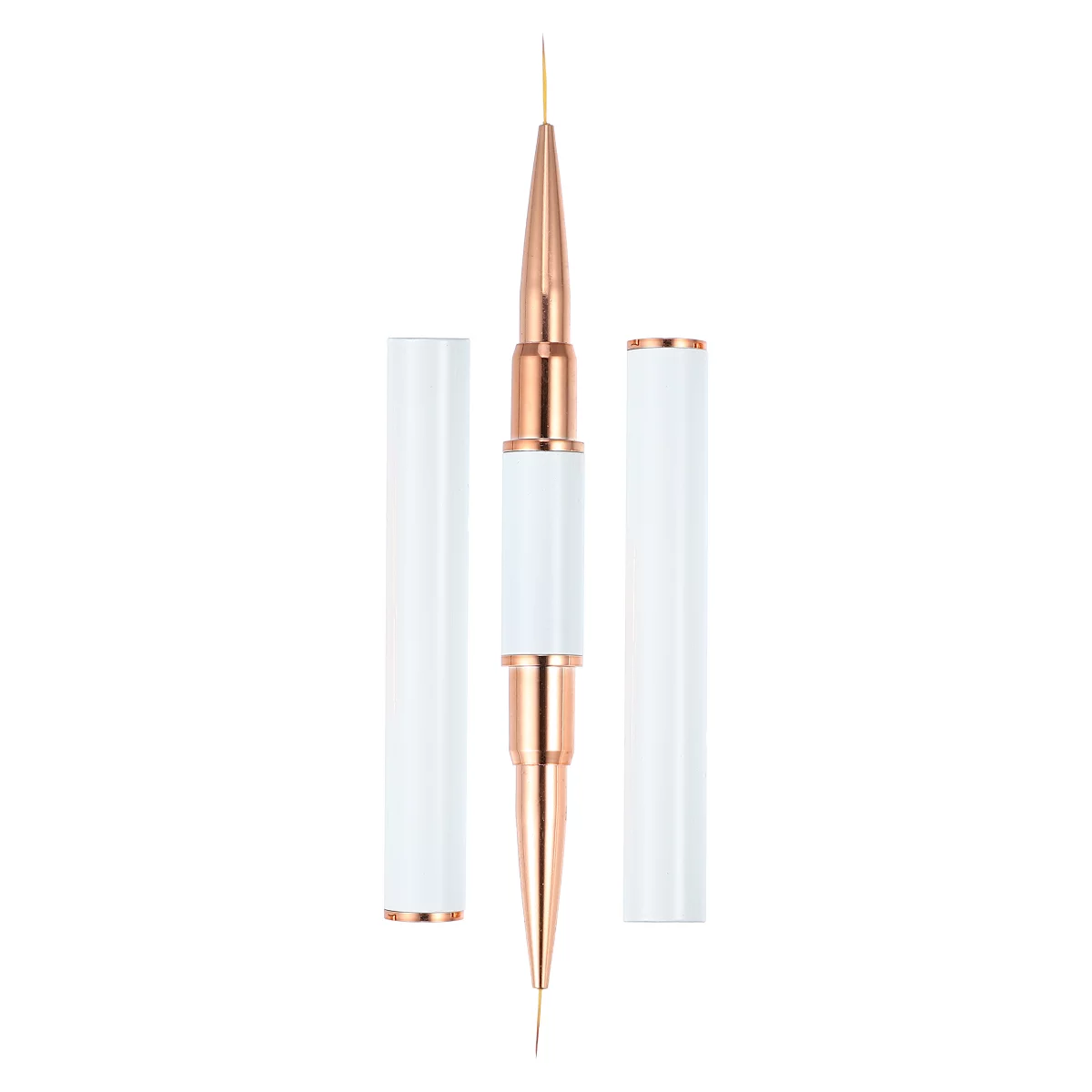 Unique Bargains Gel Polish Striping Double Ended Nail Art Brush White Gold Tone 1 Pc