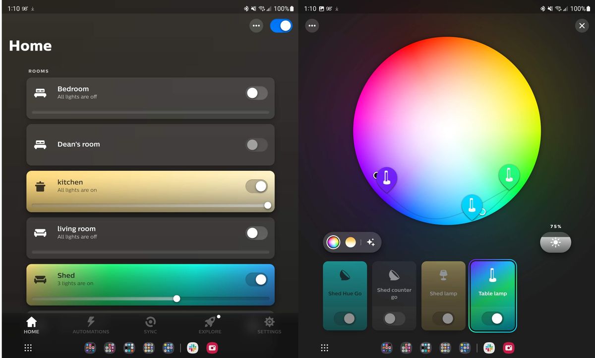 Philips Hue app screenshots
