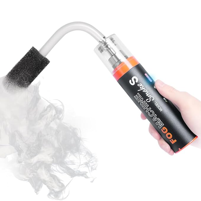 Lensgo Smoke S Mini handheld emitting smoke in a white square