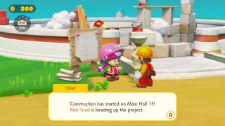 Mario talking to Toadette in Super Mario Maker 2
