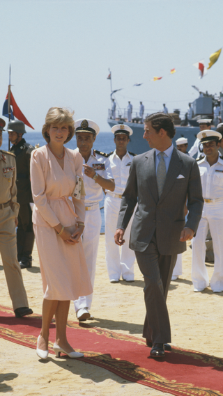 Princess Diana (1961 - 1997) and Prince Charles at Hurghada International Airport in Egypt before flying back to Britain at the end of their honeymoon cruise, 15th August 1981