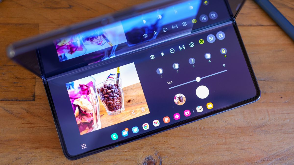 A photo of the Samsung Galaxy Z Fold 4 foldable Android phone