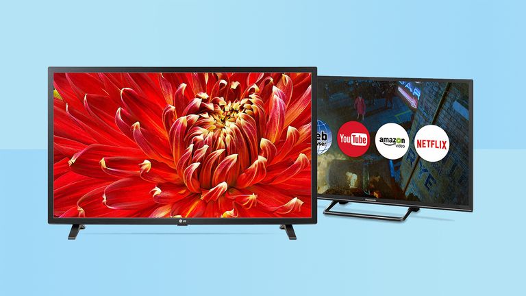 Best 32-inch TVs 2022, image shows two TVs on blue background