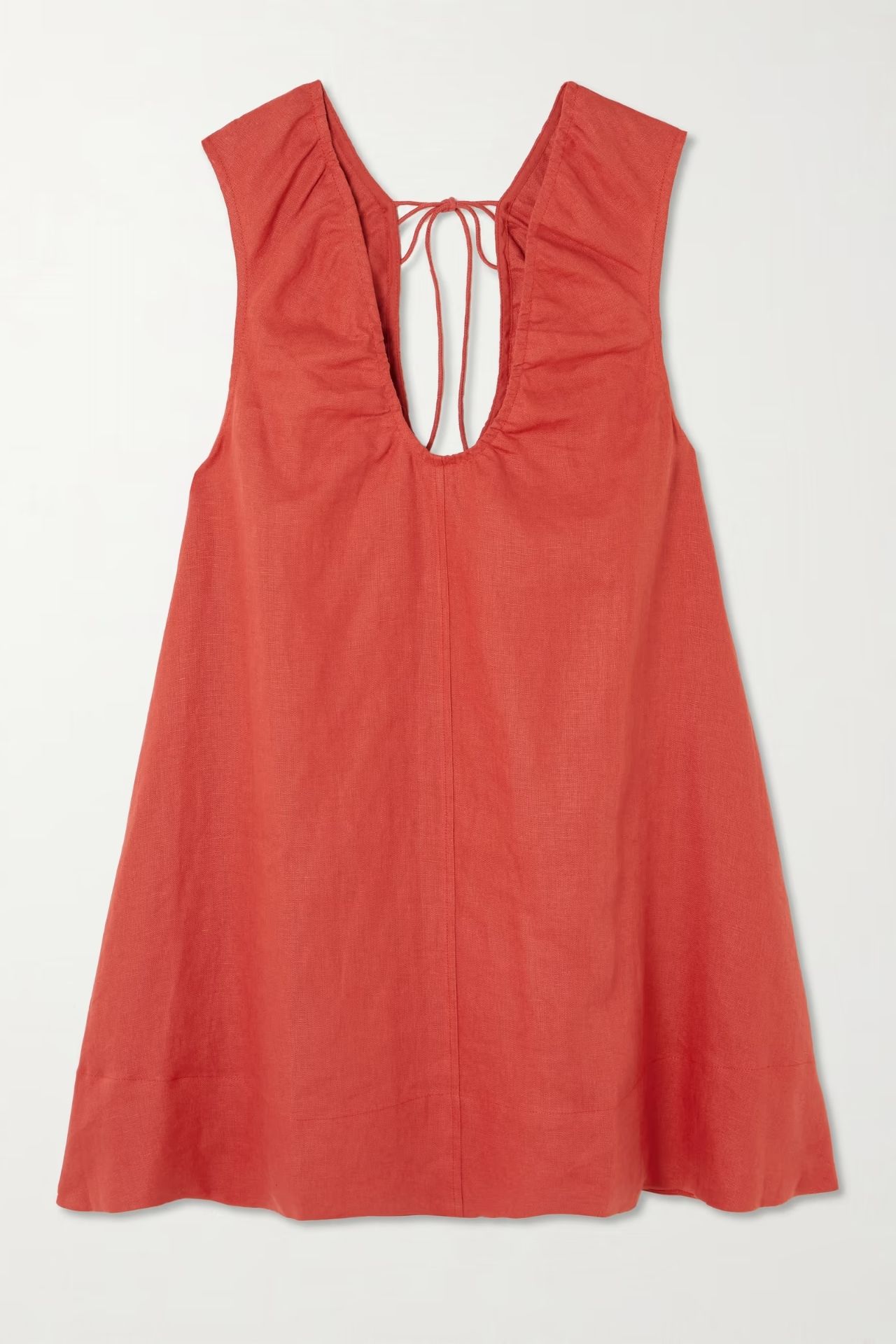 Perla Tie-Detailed Linen Mini Dress