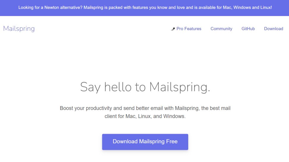 Mailspring website screenshot (June 2025).