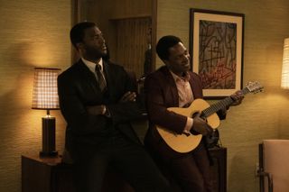 Aldis Hodge and Leslie Odom Jr. play Jim Brown and Sam Cooke in 'One Night in Miami,' Regina King's adaptation of the play by Kemp Powers.