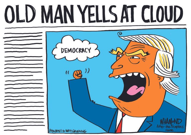 Political Cartoon U.S. Trump Abe Simpson election