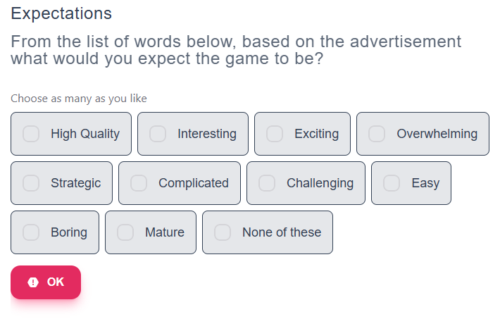 A series of nondescript question answers about a hypothetical mobile game.