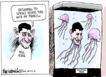 Political cartoon U.S. Paul Ryan retirement jellyfish