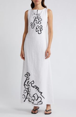 Nahana Floral Sketch Linen Dress