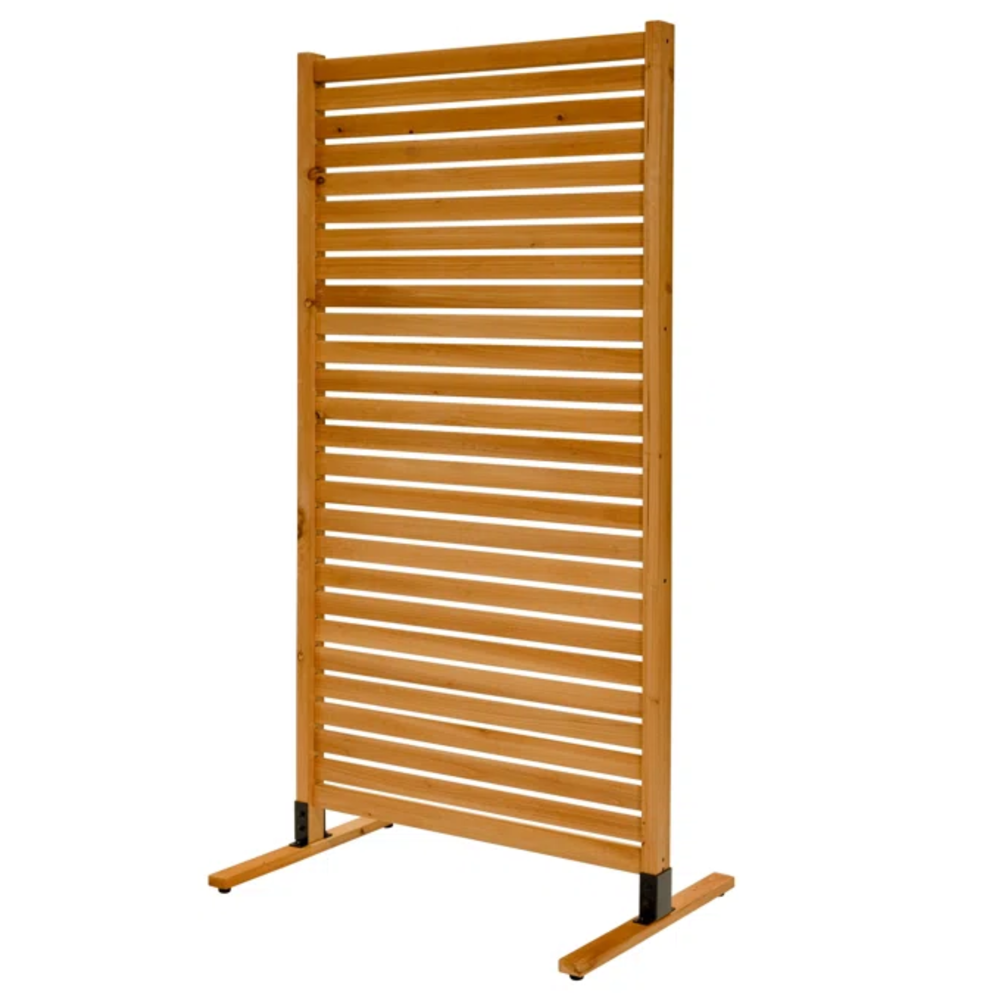 light wood-slatted privacy screen