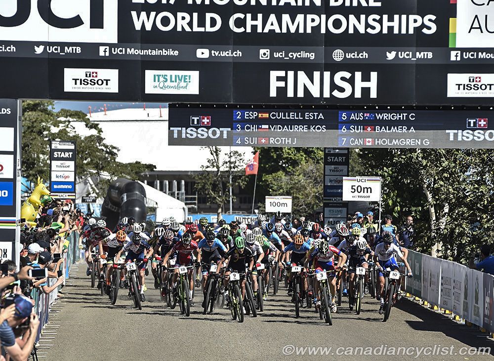 The start of the junior men's cross country race.