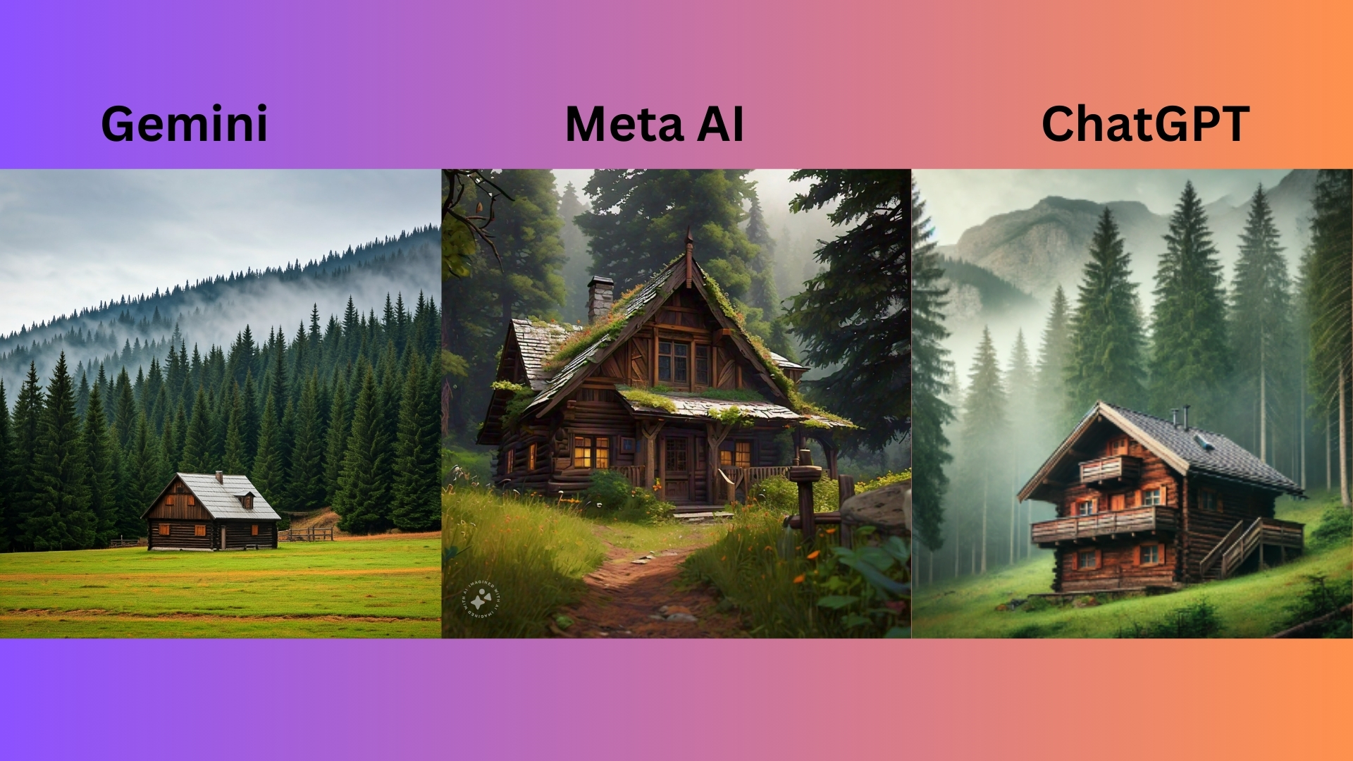 AI images of a cabin in the mountains