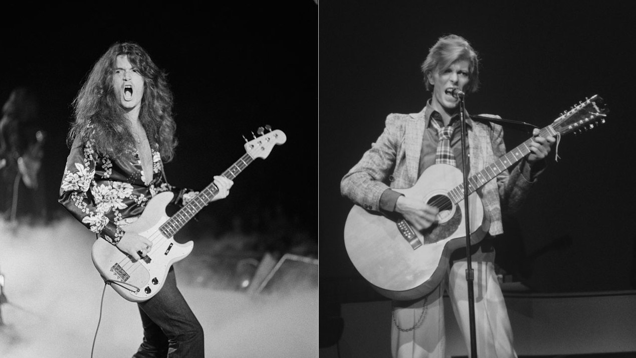 Glenn Hughes and David Bowie, both pictured onstage in late 1974