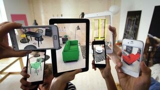 AR app shows IKEA furniture in place in a user's living room