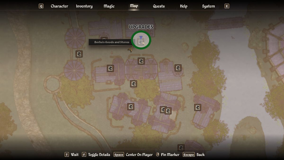 A map highlighting where to upgrade the Cheydinhal house in Oblivion Remastered.