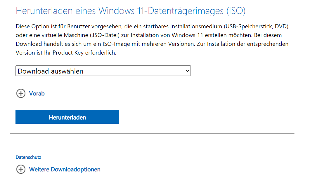Windows 11 ISO herunterladen