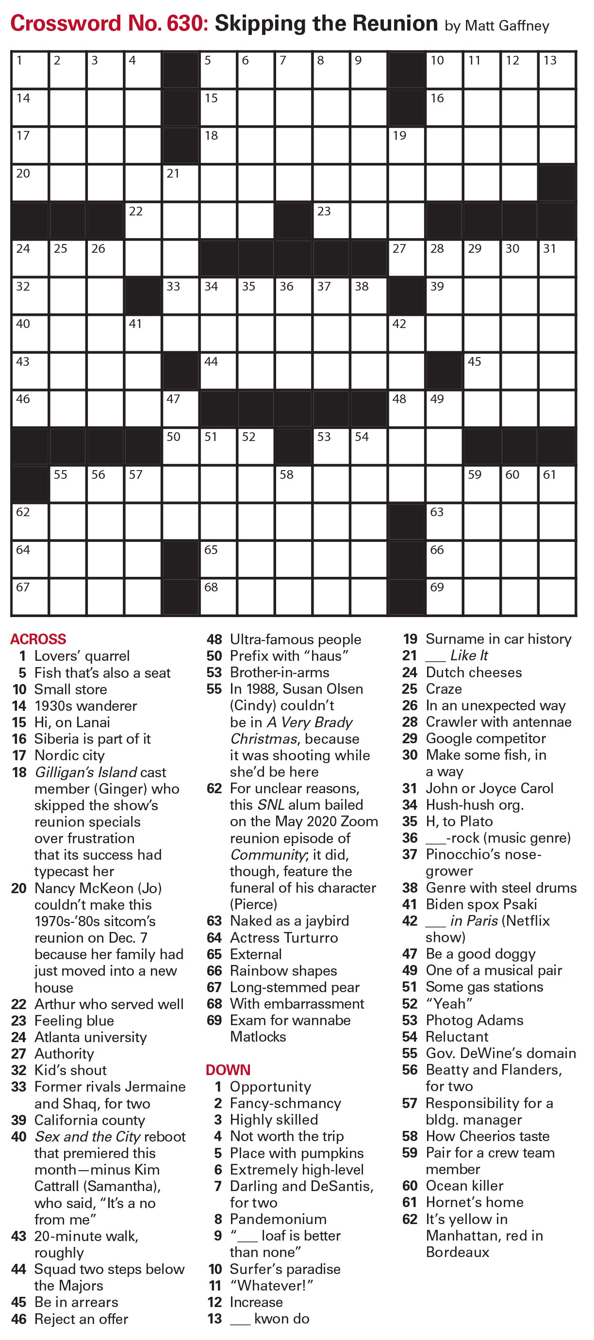 Puzzles: Printable Crossword - Issue: April 21, 2023
