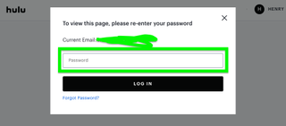 how to cancel Hulu — enter your password