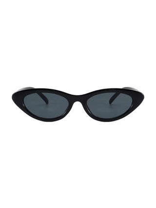 Dollger Womens Fashion Sunglasses 90s Trendy Cat Eyes Retro Black Sun Shades for Small Face