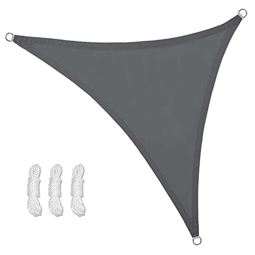 Sunal Triangle Sun Shade Sails 3&amp;times;3&amp;times;3m, Waterproof Shade Sail for Garden, 95% Uv Blocking Outdoor Sun Shade Shade Canopy With Free Rope for Outdoor Garden Pergola Patio Party Backyard Lawn, Grey