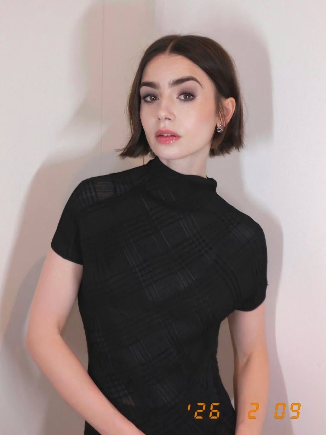 Lily Collins with a tapered bob