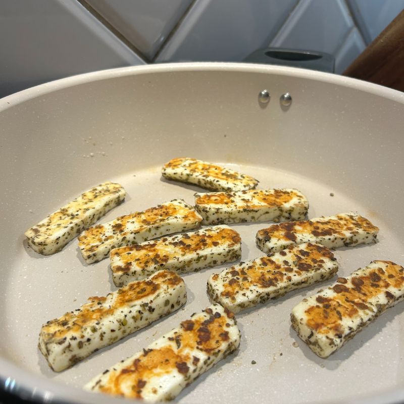 M&amp;amp;S All In One 28cm Saucepan cooking halloumi