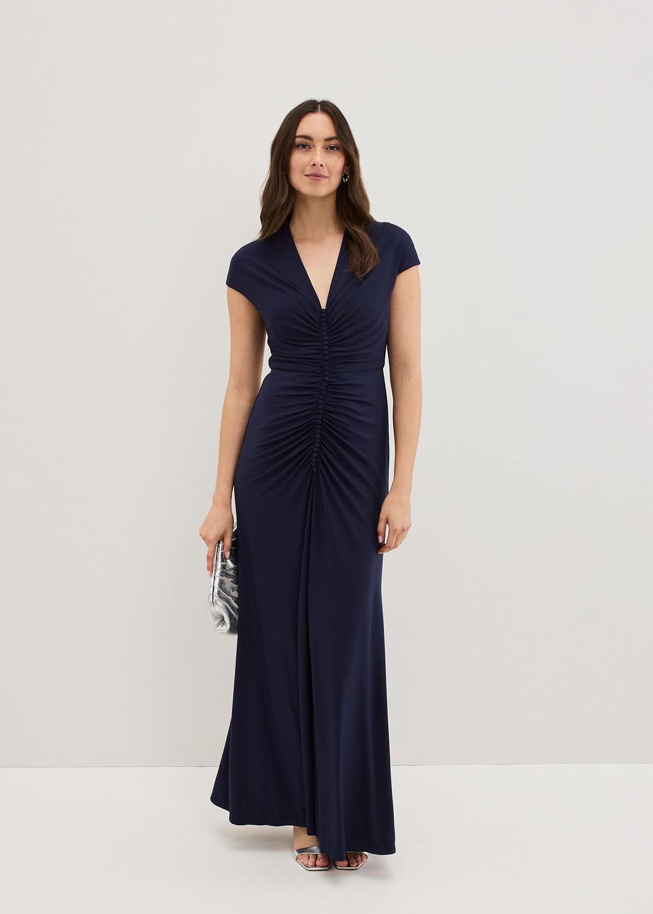 Daisy Navy Ruched Maxi Dress