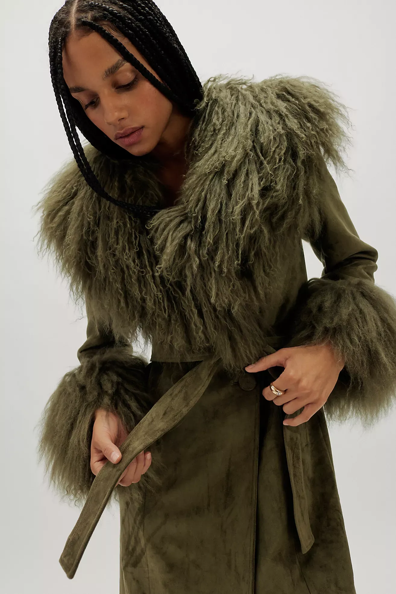 Charlotte Simone Penny Vegan Suede Coat