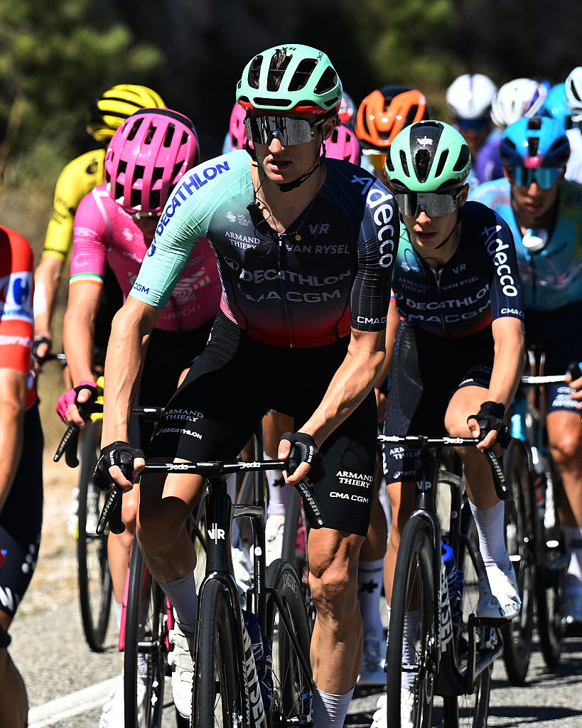 ESTEPONA&amp;#8203;, SPAIN - SEPTEMBER 11: Felix Gall of Austria and Team Decathlon CMA CGM competes during the La Vuelta - 81st Tour of Spain 2026, Stage 19 a 210.8km stage from Velez-Malaga to Penas Blancas. Estepona 1274m / #UCIWT / on September 11, 2026 in Estepona, Spain. (Photo by Tim de Waele/Getty Images)