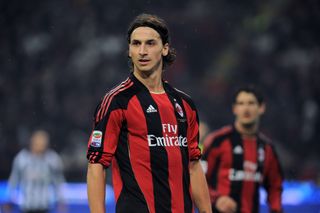 Zlatan Ibrahimovic playing for Milan against Juventus, 2010