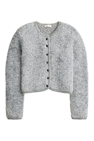 J.Crew Sweater Lady Jacket in Silver Tinsel Yarn (Were $158) 