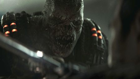 A Locust Drone screaming into the face of Marcus during the Gears of War: E-Day trailer. 