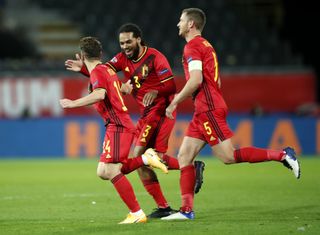 Belgium’s Dries Mertens celebrates after scoring a free-kick