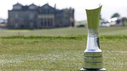 The AIG Women&#039;s Open trophy at the Old Course