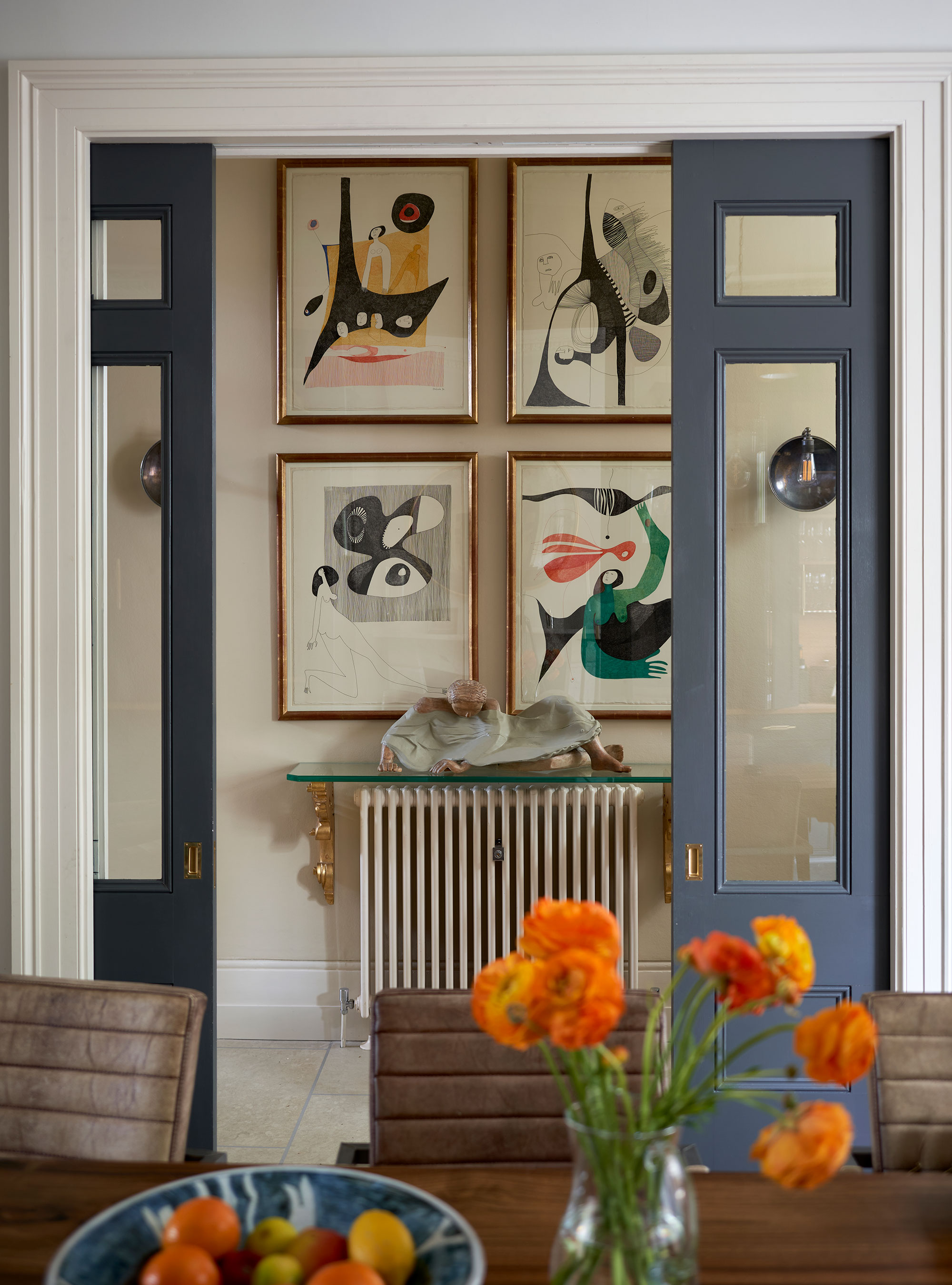 Entryway with framed art